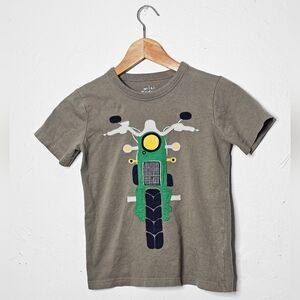 Mini Boden Boys Motorcycle Olive Green Tee Shirt Short Sleeve Size 5 - 6 Years
